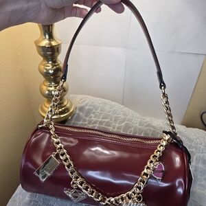 Juicy Couture Elegant Burgundy Chain Shoulder Bag with Charms Valentines NWT